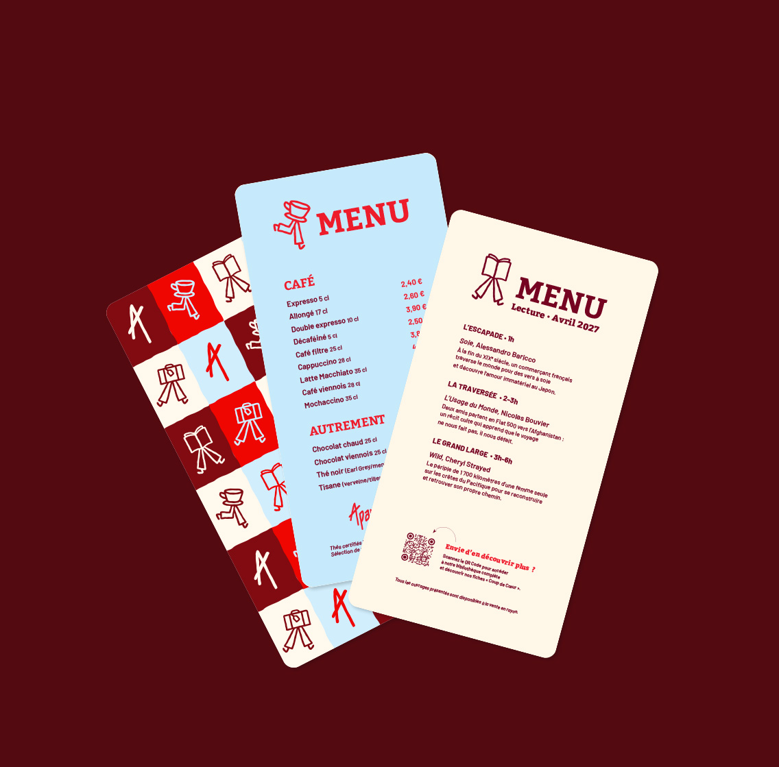 Aparté — menus café et lecture