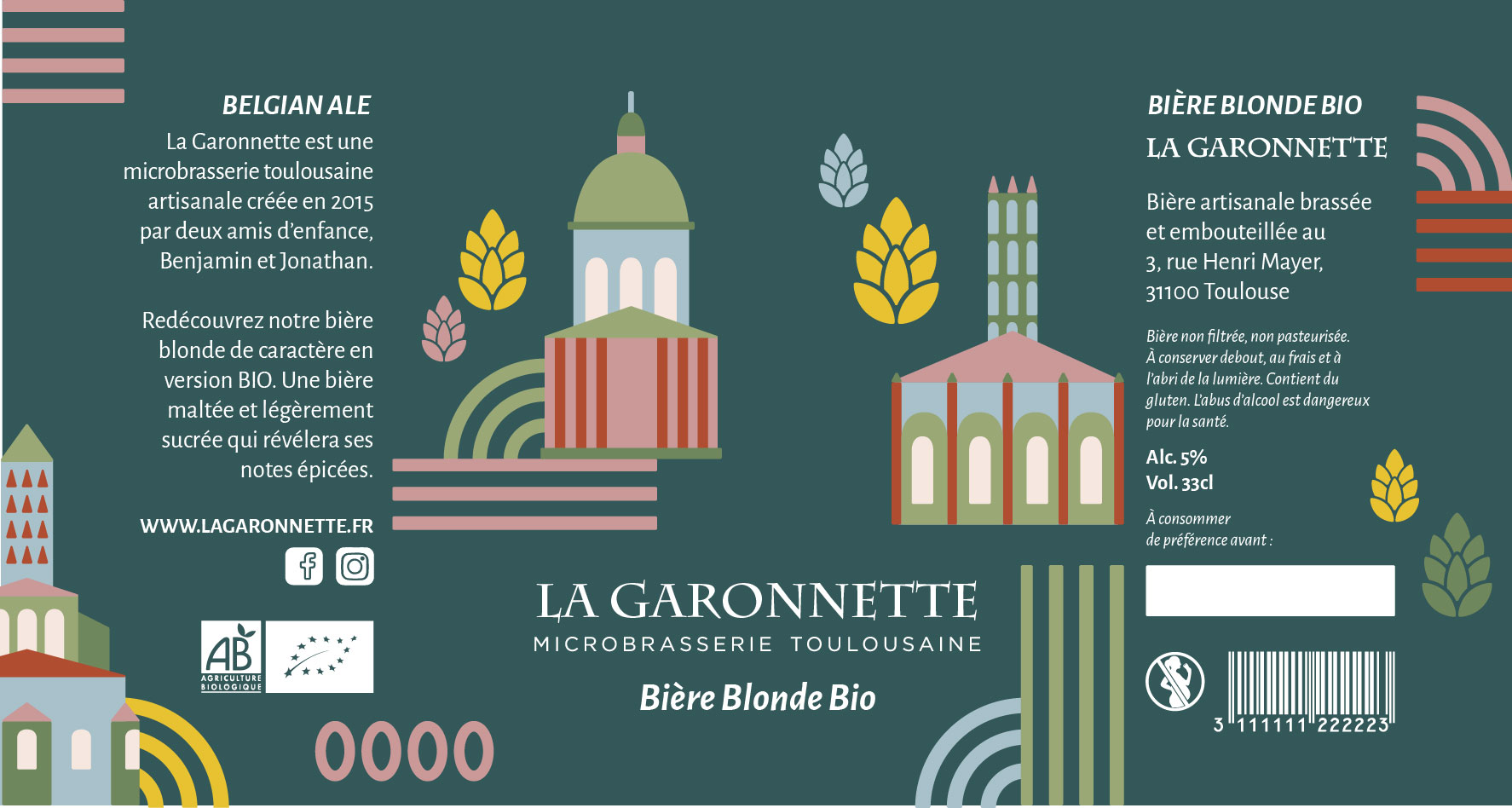 La Garonnette — création de l’étiquette de la bière blonde