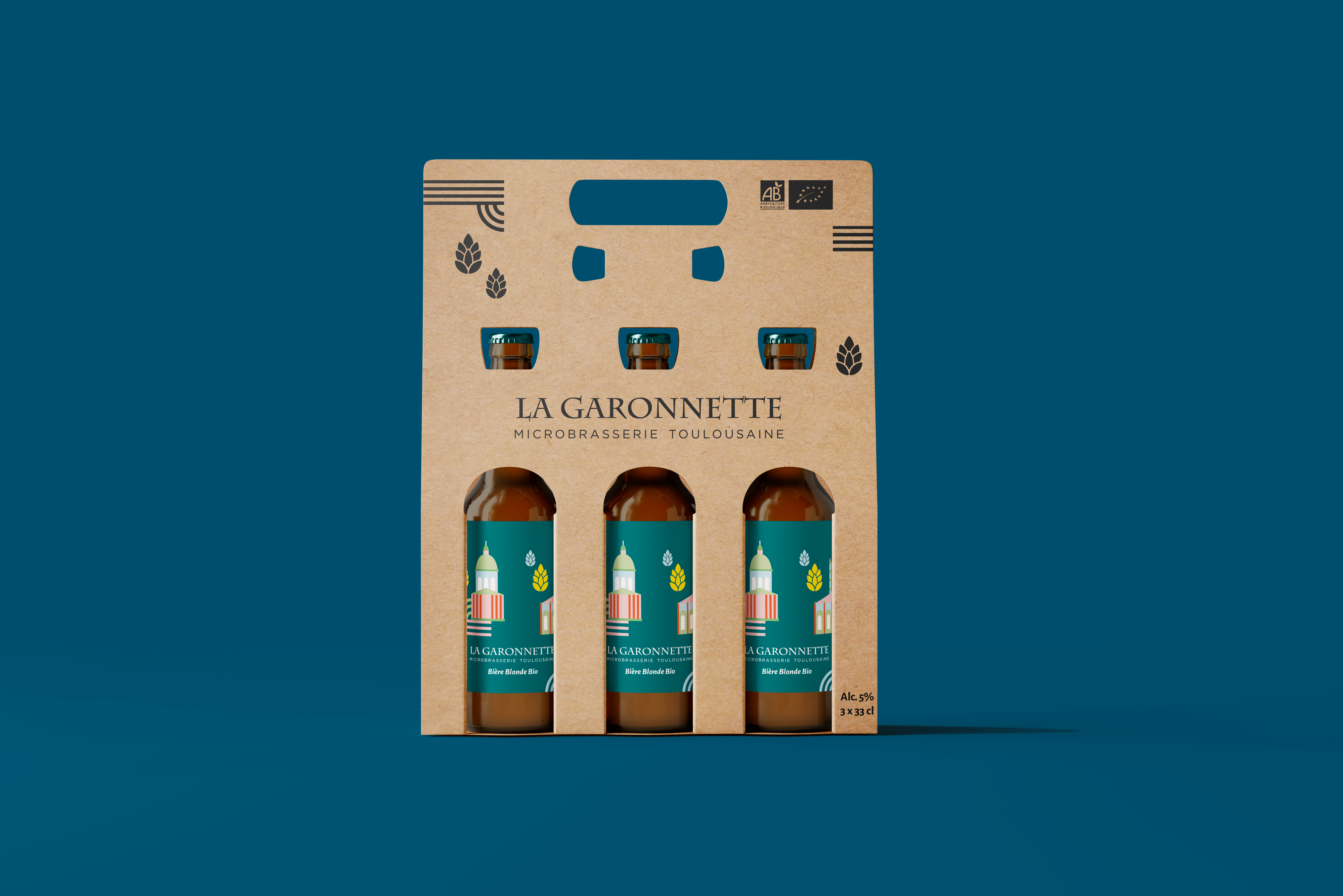 La Garonnette — packaging de trois bouteilles