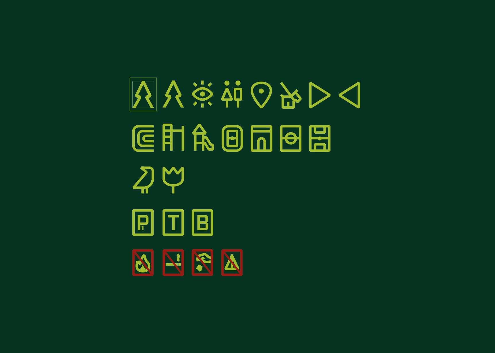 Parc des Coteaux — système de pictogrammes directionnels